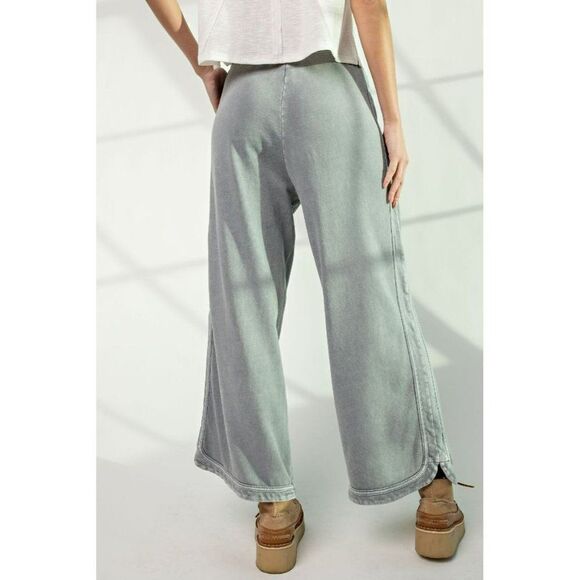 Easel Let's Grab Starbs Mineral Washed French Terry Pants in Faded Denim EB40836 - Picture 2 of 5